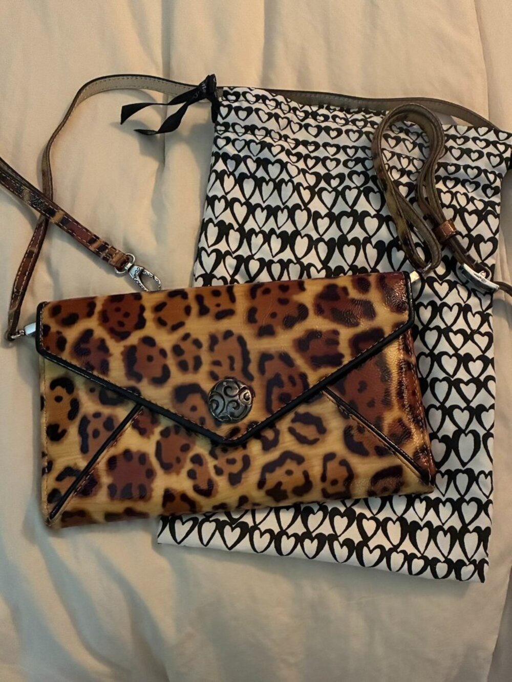 Brighton Leopard Patent Leather Envelope Organizer/Clutch with Removable Straps